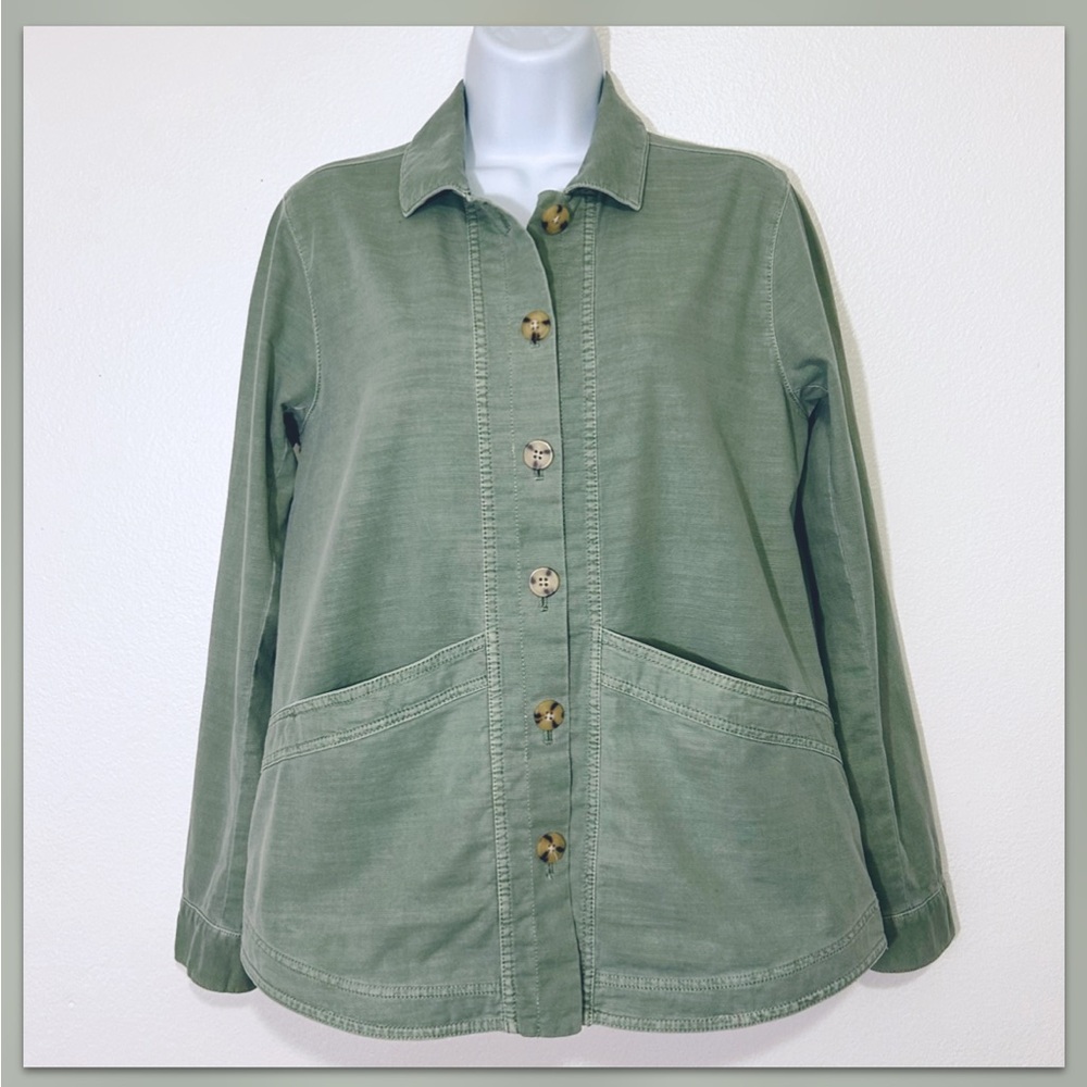 J. Jill Womens Size XSmall Sage Green Button Front Shirt Jacket